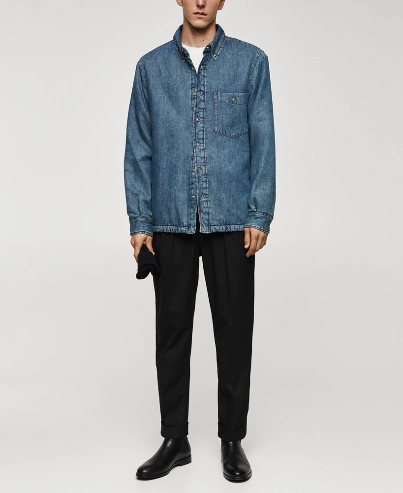 Mango Men's Quilted Denim Overshirt