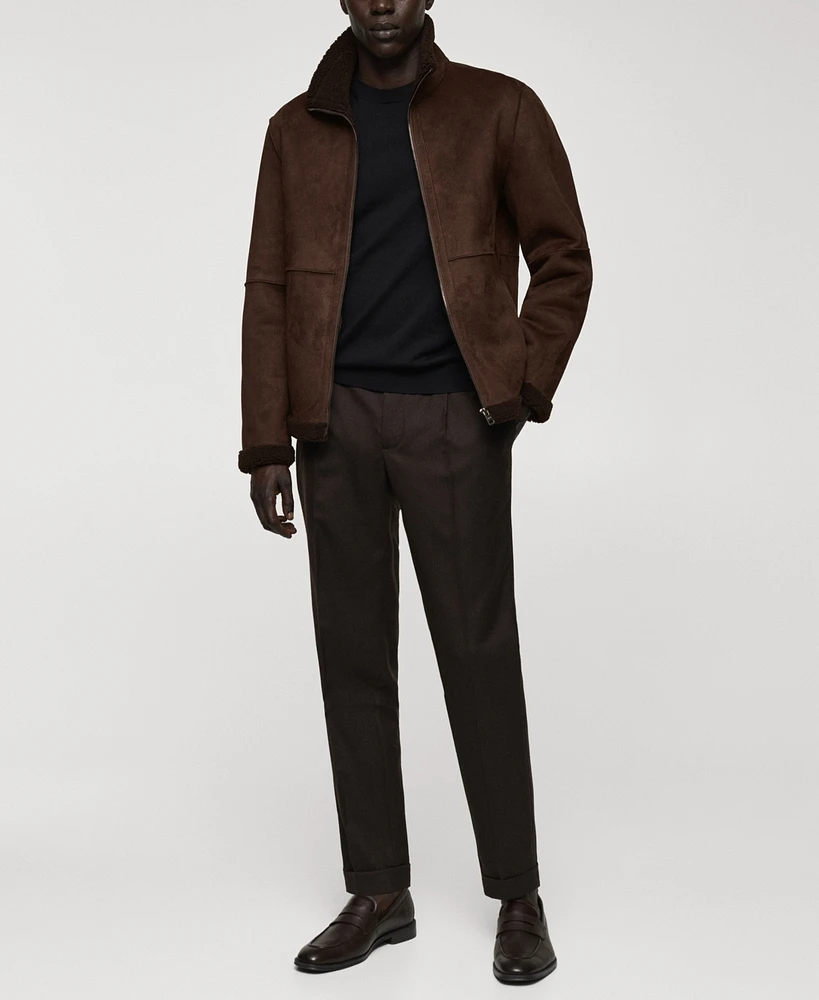 Mango Men's Shearling-Lined Leather-Effect Jacket