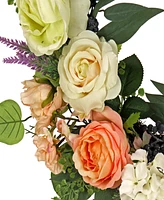 National Tree Company 24 Rose and Peony Flowers Wreath