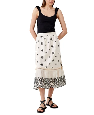 French Connection Women's Embroidered Midi Skirt