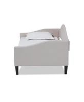 Baxton Studio Milligan Modern and Contemporary Beige Fabric Upholstered and Dark Brown Finished Wood Twin Size Daybed