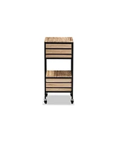 Baxton Studio Olinda Modern Industrial Oak Brown Finished Wood and Black Metal 2-Drawer End Table