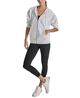 Dkny Sport Women's Mini-Stud-Logo Zippered Fleece Hoodie