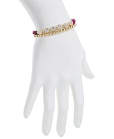 Unwritten Multi Purple Quartz Strong Stone and Beaded Stretch Bracelet Set