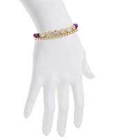 Unwritten Multi Purple Quartz Cat Mom Stone and Beaded Stretch Bracelet Set