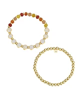 Unwritten Multi Sunburst Quartz Soul Sister Stone and Beaded Stretch Bracelet Set