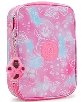 Kipling 100 Pens Aqua Flowers Zippered Pen Case