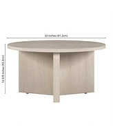 Hudson & Canal Anders 32" Wide Round Coffee Table in Alder White