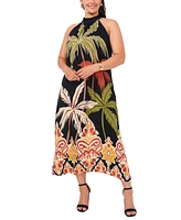 Vince Camuto Plus Printed Halter Sleeveless Maxi Dress