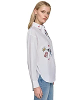 Karl Lagerfeld Paris Women's Cotton Oversized Whimsy Shirt