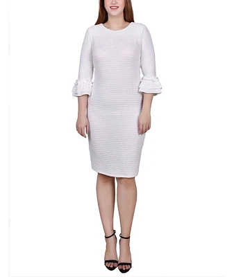 Ny Collection Petite 3/4 Sleeve Textured Knit Dress