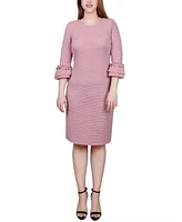 Ny Collection Petite 3/4 Sleeve Textured Knit Dress