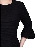 Ny Collection Petite 3/4 Sleeve Textured Knit Dress