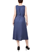 Ny Collection Petite Linen Sleeveless Wrap Dress