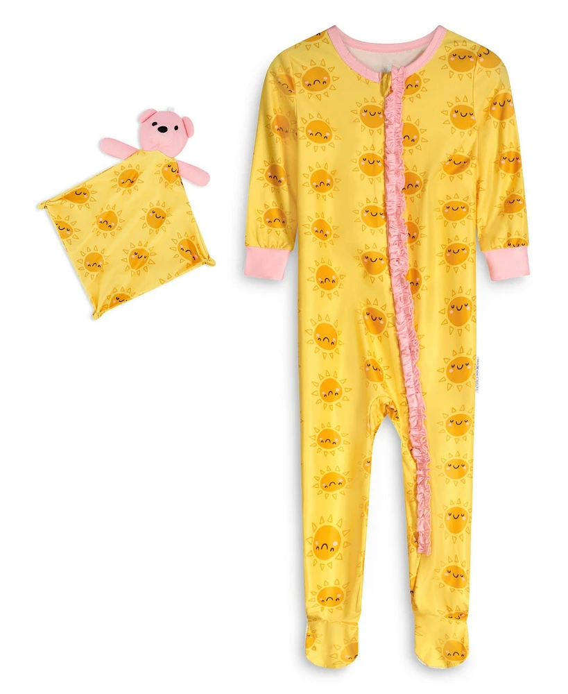 Max & Olivia Baby Girls Snug Fit Coverall One Piece with Matching Blankie