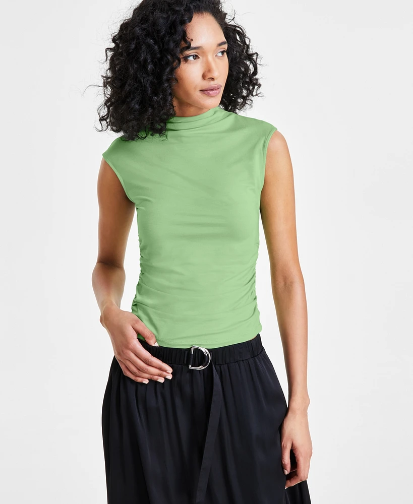 Bar Iii Women's Sleeveless Mock-Neck Cropped Top, Created for Macy's