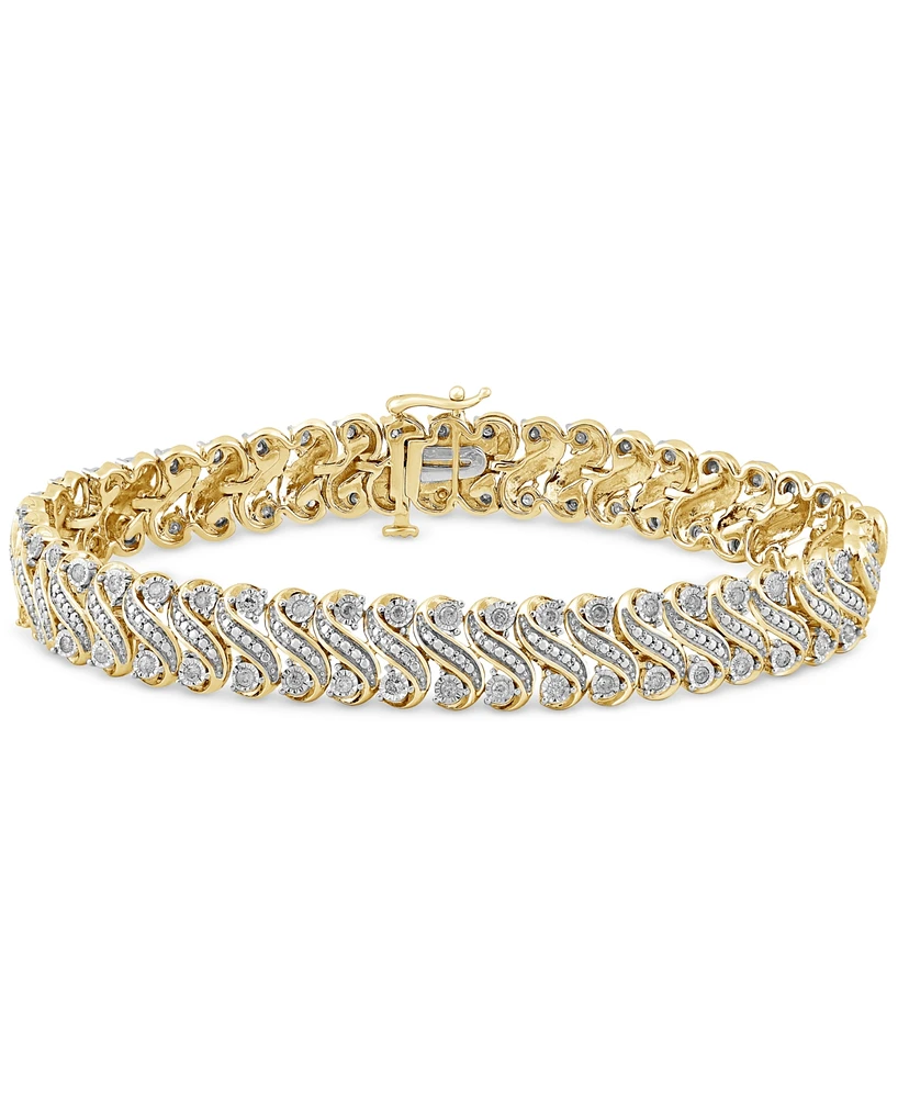 Diamond S Link Statement Bracelet (1 ct. t.w.) in Gold-Plated Sterling Silver - Gold