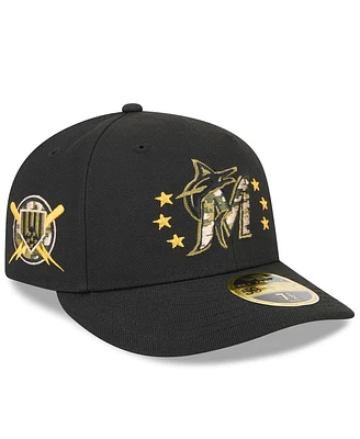 New Era Men's Black Miami Marlins 2024 Armed Forces Day Low Profile 59FIFTY Fitted Hat