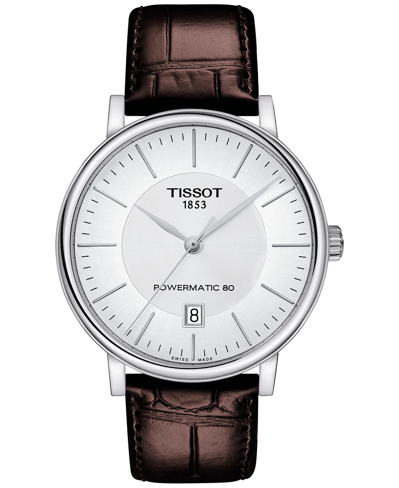 Tissot Men's Swiss Automatic Carson Brown Leather Strap Watch 40mm