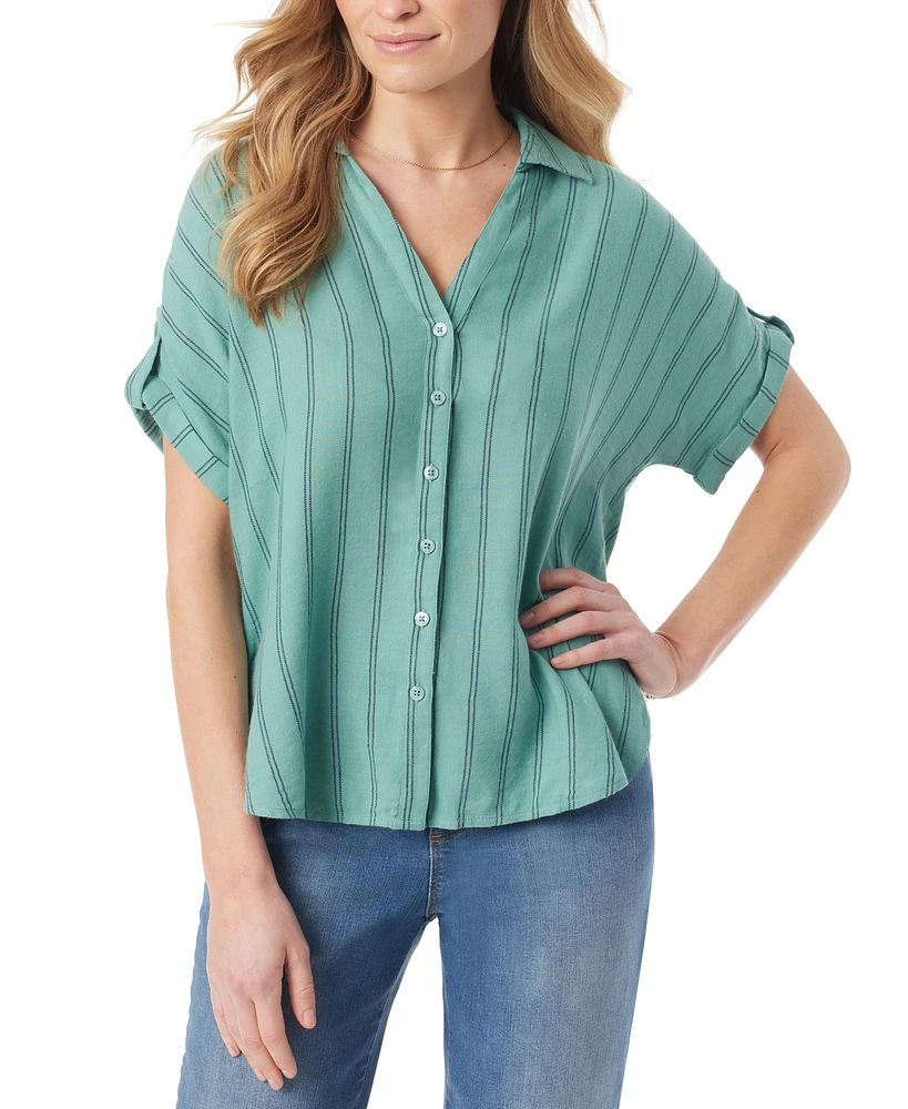 Gloria Vanderbilt Women's Demi Short-Sleeve Striped Button Front Shirt