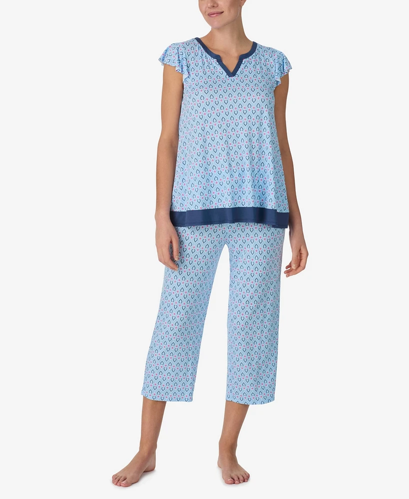 Ellen Tracy Women's Short Sleeve Cropped Pj Set