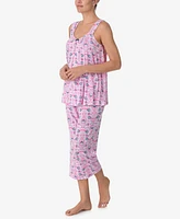 Ellen Tracy Women's Sleeveless Cropped Pj Set