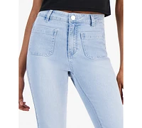 Dollhouse Juniors' High-Rise Patch-Pocket Flare-Hem Jeans