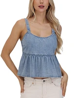 Frye Women's Tie-Back Chambray Babydoll Top