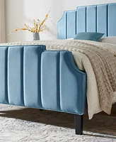 Diana 64" Fabric Upholstered Channel Tufted with Adjustable Headboard Heights Queen Bed, Created for Macy's