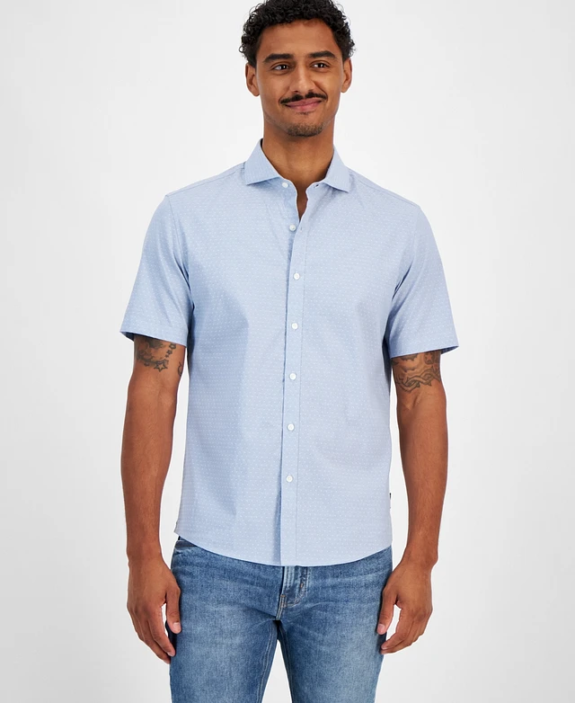 Michael Kors Men's Slim-Fit Short Sleeve Button-Front Chambray Shirt |  MainPlace Mall