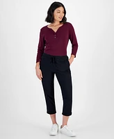 Style & Co Petite Pull-On Cuffed Twill Ankle Pants, Created for Macy's