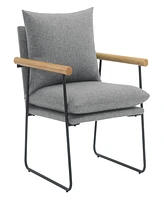 Office Star Dutton Armchair in Charcoal Fabric with Natural Arms and Black Sled Base