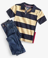 Tommy Hilfiger Toddler Little Boys Colorblocked Stripe Polo Shirt Kent Stretch Jeans