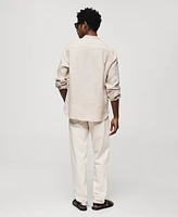 Mango Men's 100% Linen Mao Collar Shirt