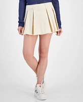 Ultra Flirt Juniors' Pleated Raw-Edge-Hem Mini Skort