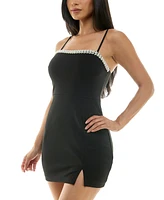 B Darlin Juniors' Imitation-Pearl Neckline Bodycon Dress