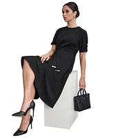 Dkny Women's Round-Neck Scuba Crepe Fit & Flare Dress