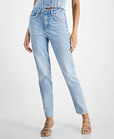 Guess Women's High Rise Embellished Mom Jeans