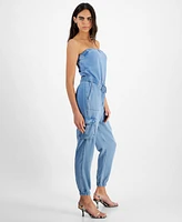 Guess Women's Lucia Strapless Cargo Denim Jumpsuit