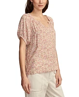 Lucky Brand Women's Notched Short-Sleeve Peasant Top