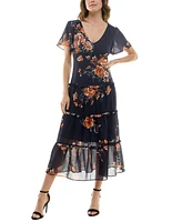 Bcx Juniors' Floral-Print Tiered Midi Dress