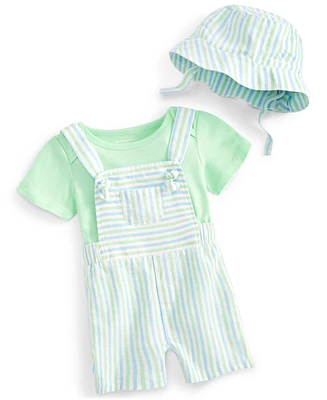 First Impressions Baby Boys Palm Springs T-Shirt, Shortall & Hat, Created for Macy's