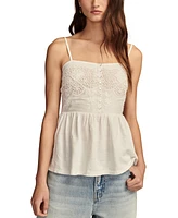 Lucky Brand Women's Embroidered Henley Tank Top