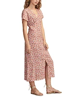 Lucky Brand Women's Floral-Print Short-Sleeve Button-Front Midi Dress