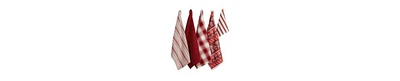 Design Imports Assorted Pattern, Kitchen Collection, Dishtowels Dishcloth, Garnet, 5 Piece