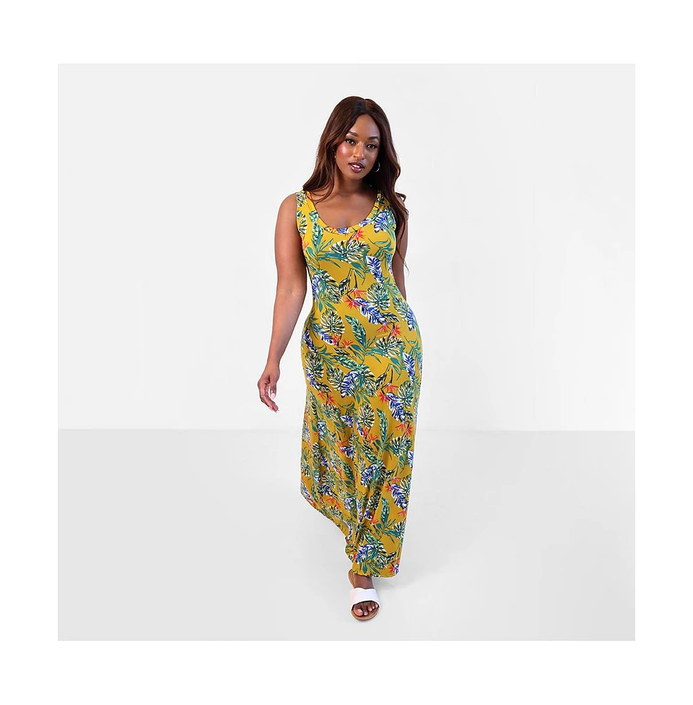 Rebdolls Women's Bright Idea Tropical Print A-Line Maxi Dress