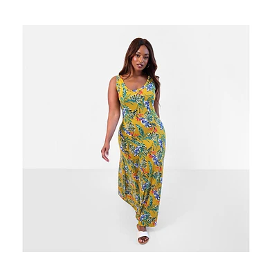 Rebdolls Women's Bright Idea Tropical Print A-Line Maxi Dress