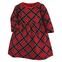 Hudson Baby Big Girls Hudson Cotton Dresses, Black Red Plaid