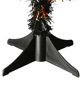 National Tree Company 24" Tinsel Tree, Black, Orange, Halloween Collection