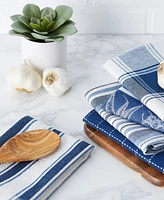 Design Imports Assorted Pattern, Kitchen Collection, Dishtowels Dishcloth, Marine Blue, 5 Piece
